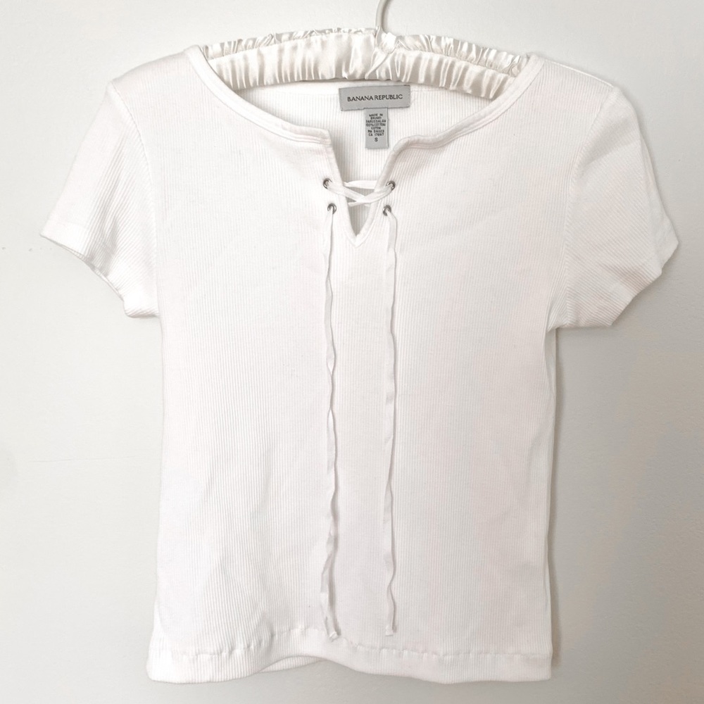 Banana Republic Tie Up Criss Cross Ribbed Top
